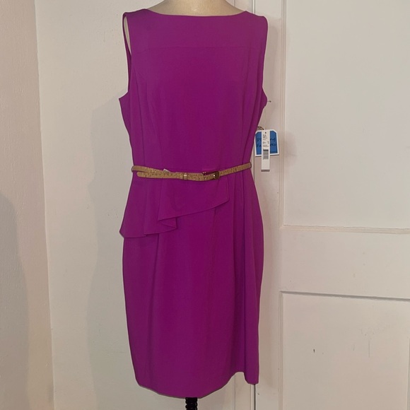 ANTONIO MELANI Dresses & Skirts - NWT Antonio Melani Tiago Belted Peplum Sheath Dress Fuchsia Pink Size 14